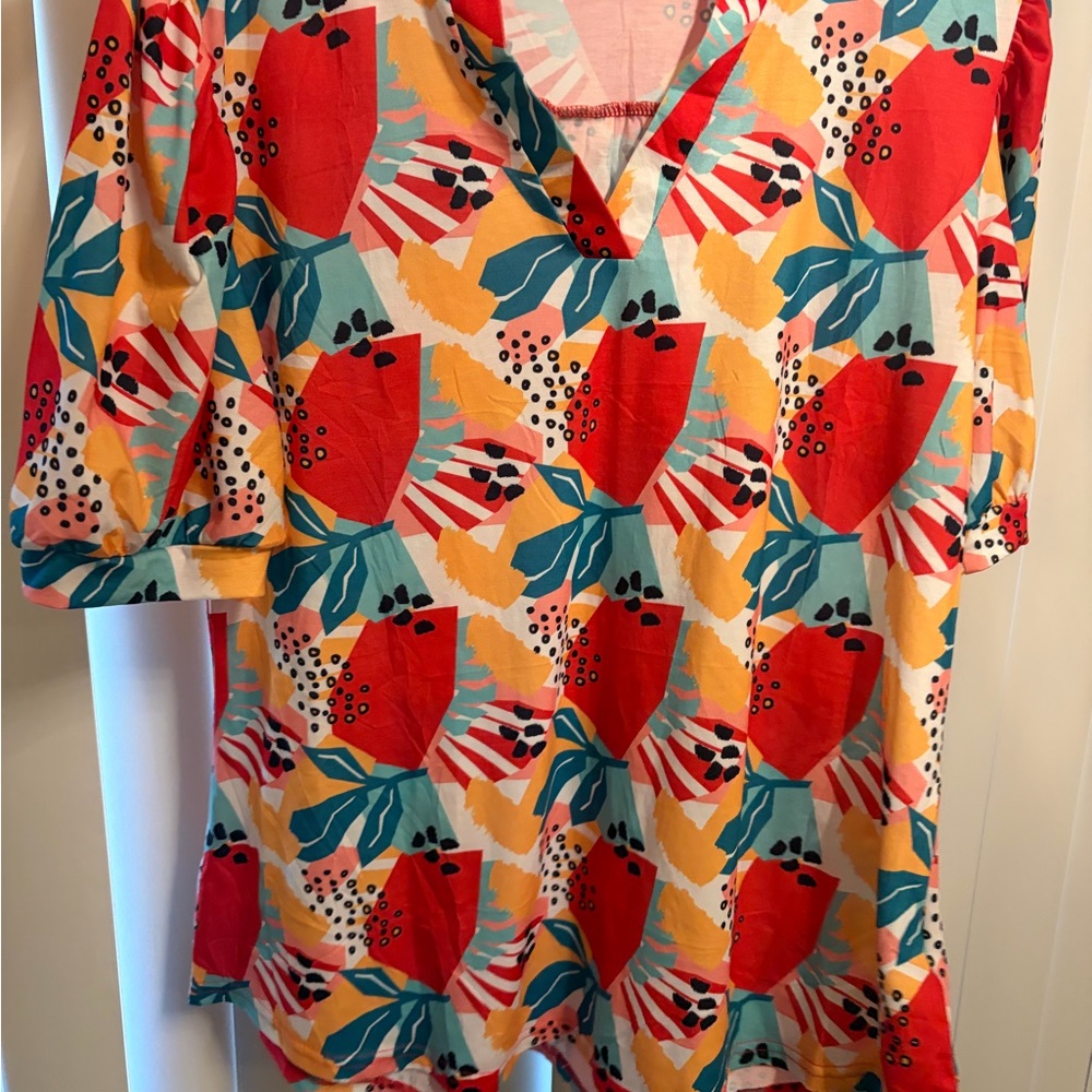 Vibrant Multicolor Abstract Top